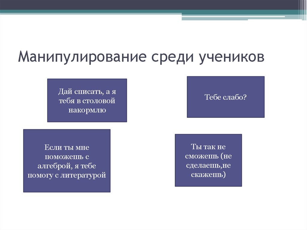 Определение манипуляций в подростковой среде презентация