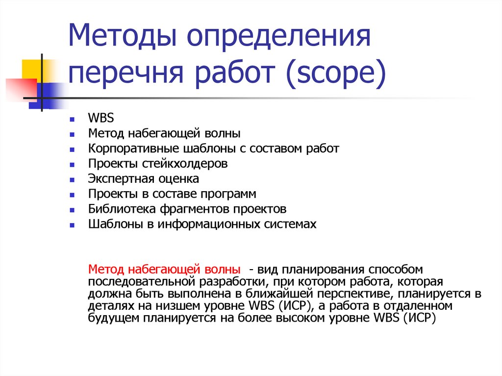 Определение перечня работ по проекту