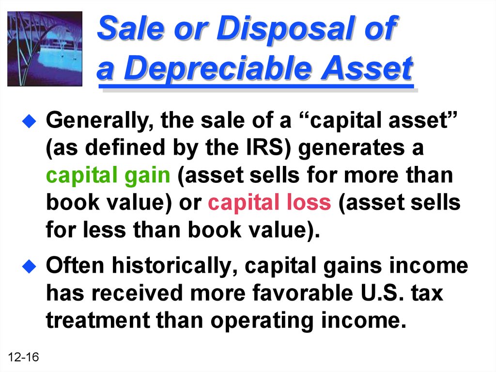 Sale or Disposal of a Depreciable Asset