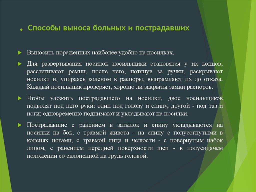 Вынос и транспортировка пострадавших из очагов поражения презентация