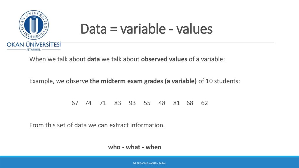 Data = variable - values