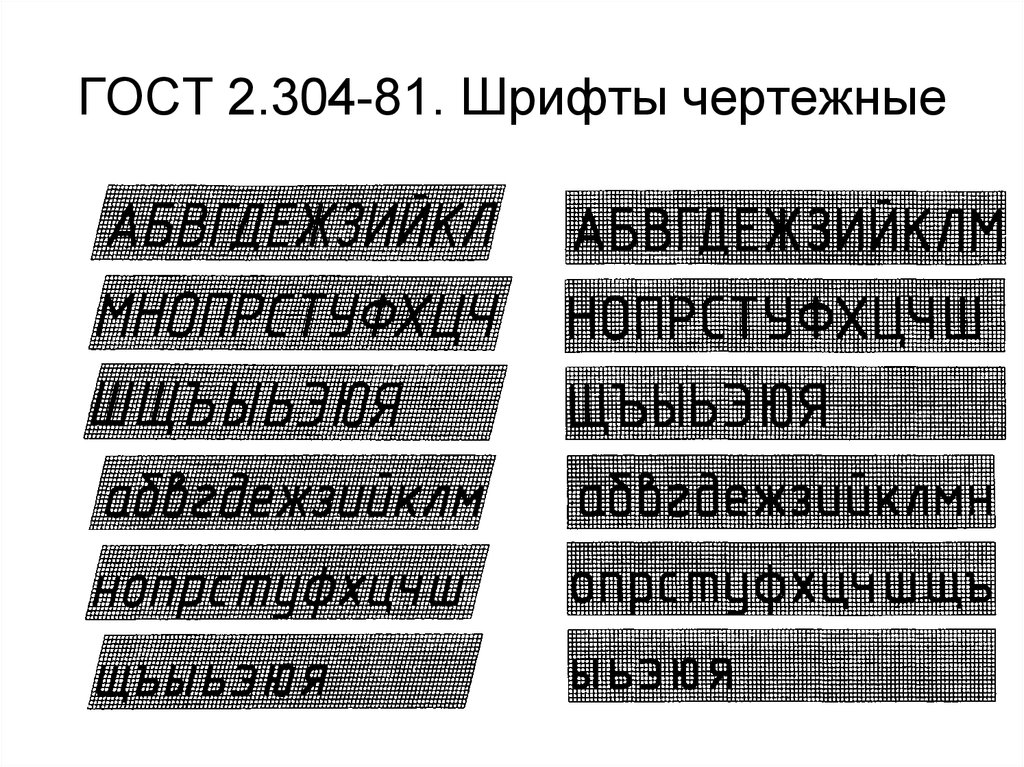 Обозначение шрифтов на чертеже гост