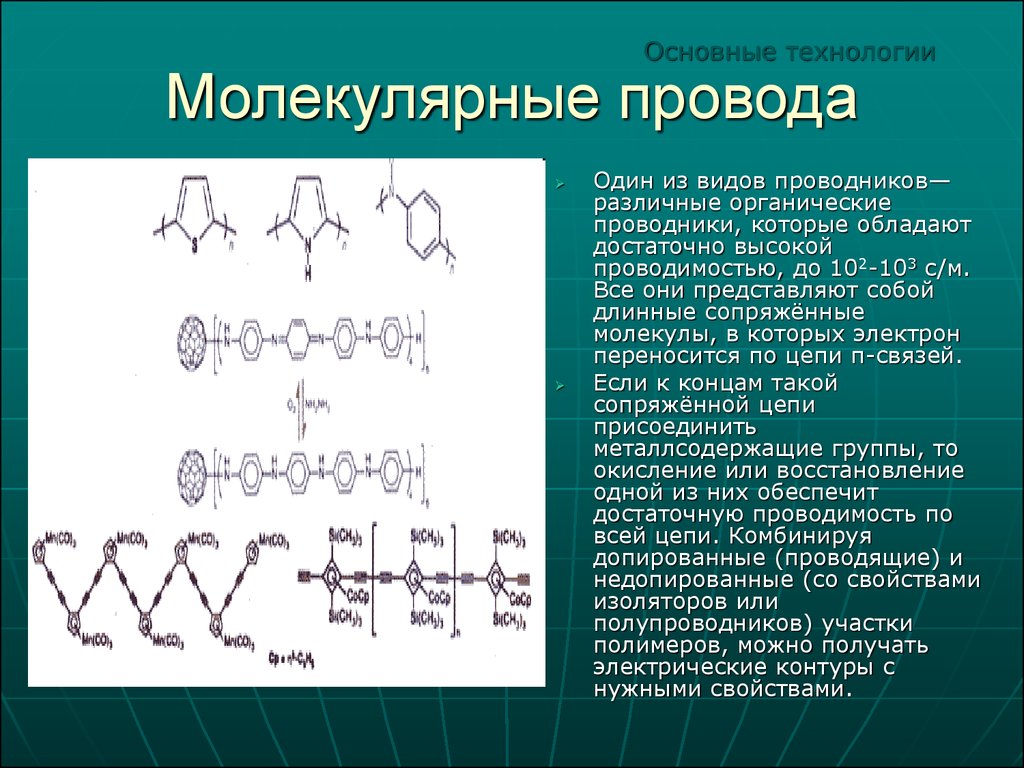 Молекулярно 0. Молекулярные фотопереключатели. Органические проводники. Молекулярные переключатели. Сопряженные молекулы.