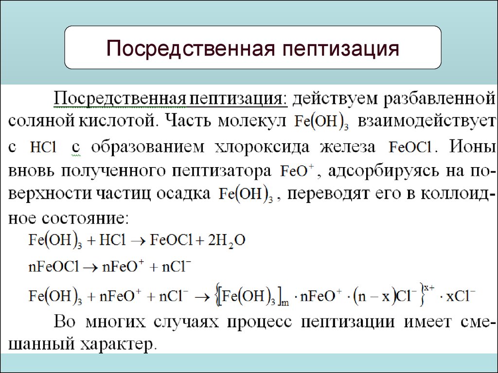 Получить осадок гидроксида железа. Пептизация коллоидных растворов. Получение Золя гидроксида железа методом пептизации. Адсорбционная пептизация. Химическая пептизация.