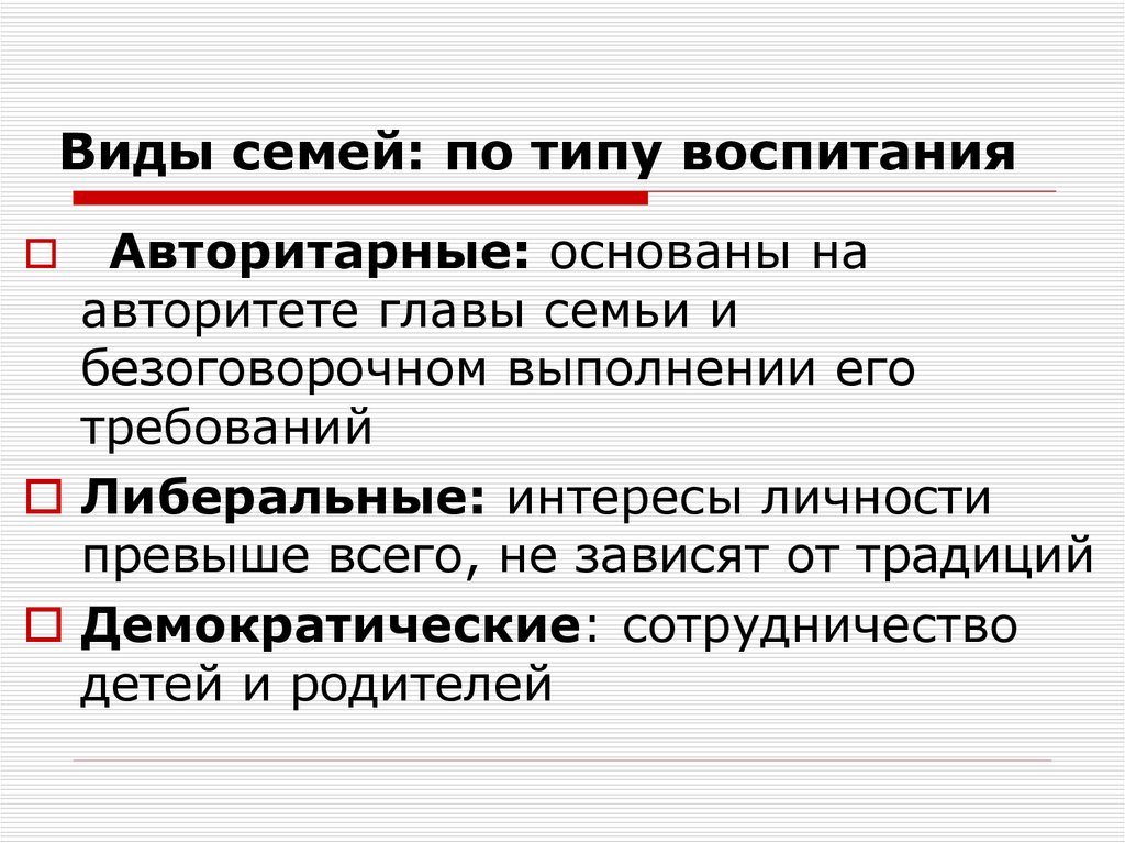 Типы семей авторитарная демократическая. Семьи по типу воспитания. Типы семей по типу воспитания. Типы семей по характеру воспитания. Типы воспитания в семье Обществознание.