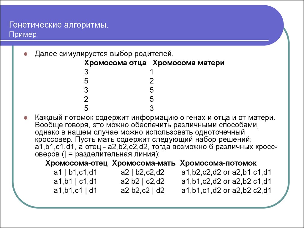 Генетический алгоритм презентация