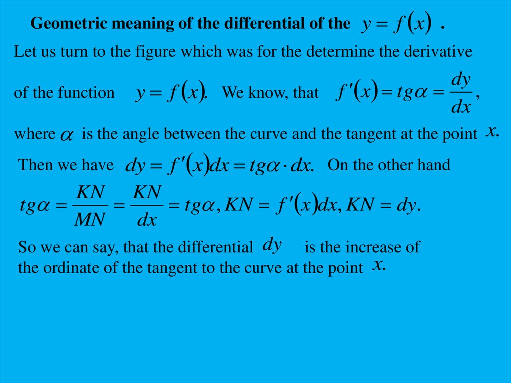 Differential Calculus Of The Function Of One Variable Prezentaciya Onlajn