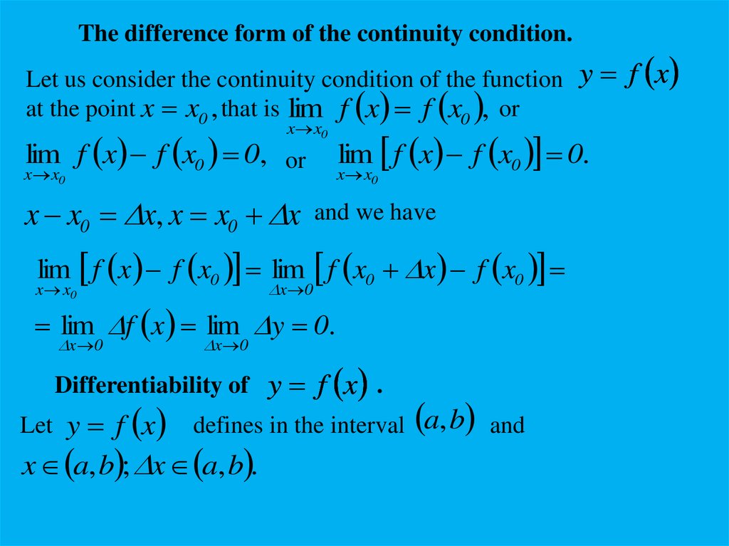 Differential calculus of the function of one variable - презентация онлайн