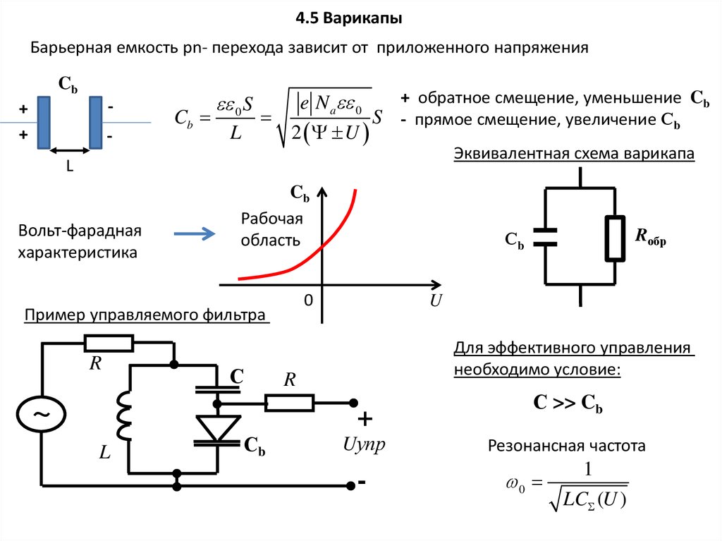 Барьерное напряжение. Эквивалентная схема включения варикапа. Вольт фарадная характеристика варикапа. Варикап схема включения. Pfdbcbvjcnm tvrjcnb dfhbrfgf JN yfghz;tybz.