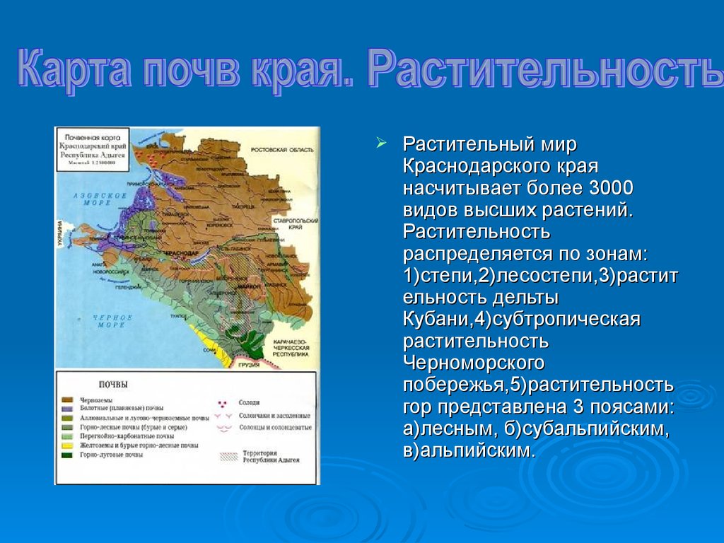 Природные зоны краснодарский край карта