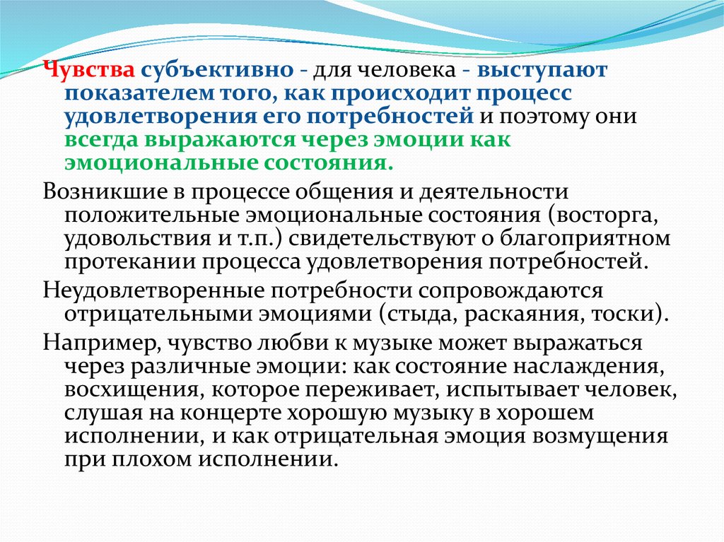 Субъективны эмоции. Субъективное ощущение человека