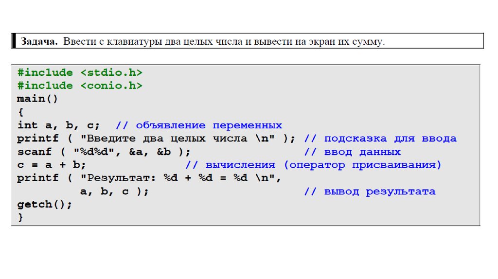 Выведите на экран сумму. Комментарии (программирование). Пример комментариев программирование. Item это в программировании. Задача: ввести два целых числа и вывести на экран их сумму..