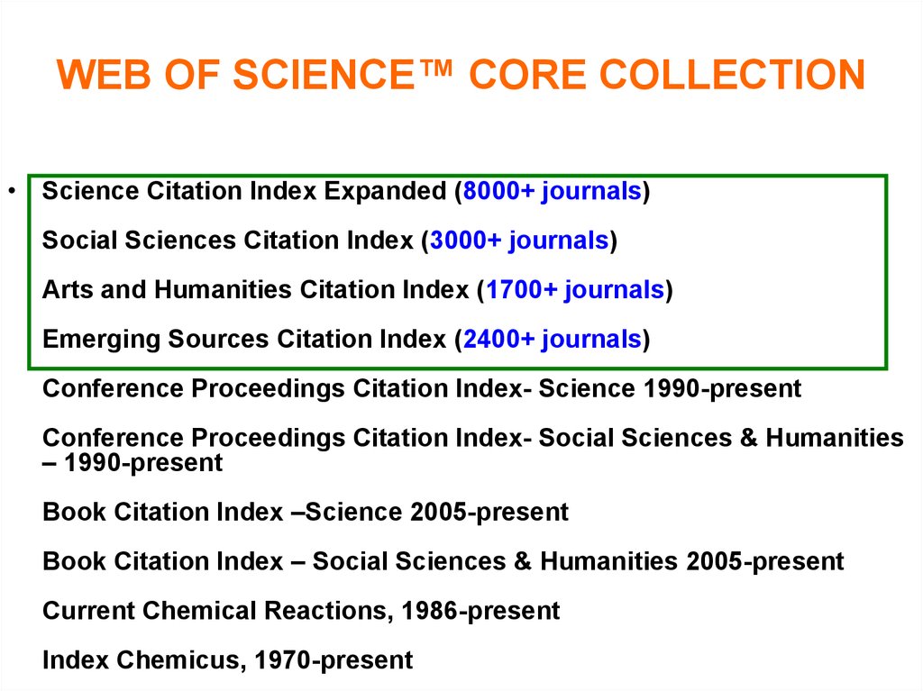 Web of science core collection