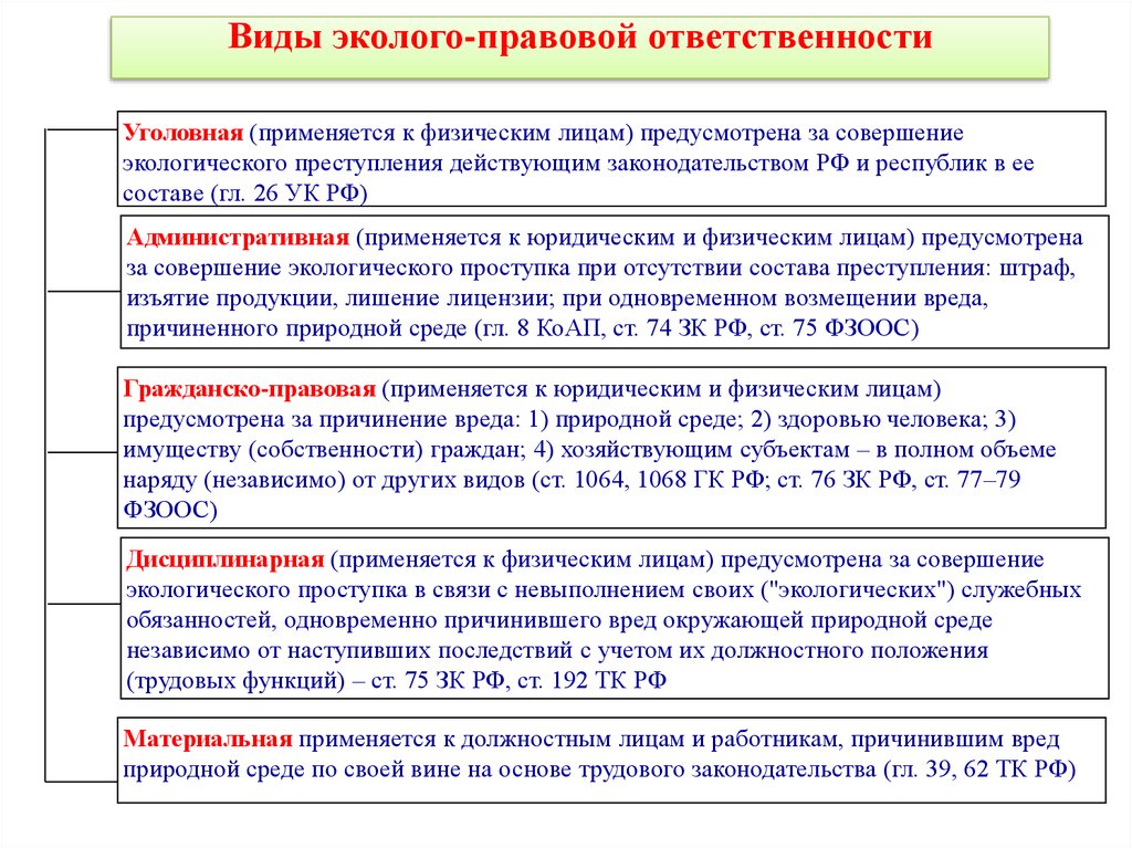 Юридическая ответственность за нарушение экологического законодательства презентация