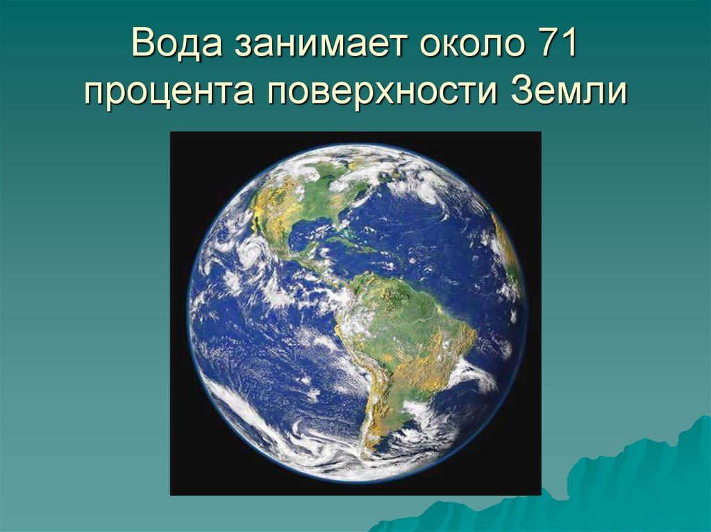 Суша океан процент. Вода на земном шаре занимает. Вода на планете земля. Поверхность земли на 70 покрыта водой. Вода на земле занимает в процентах.