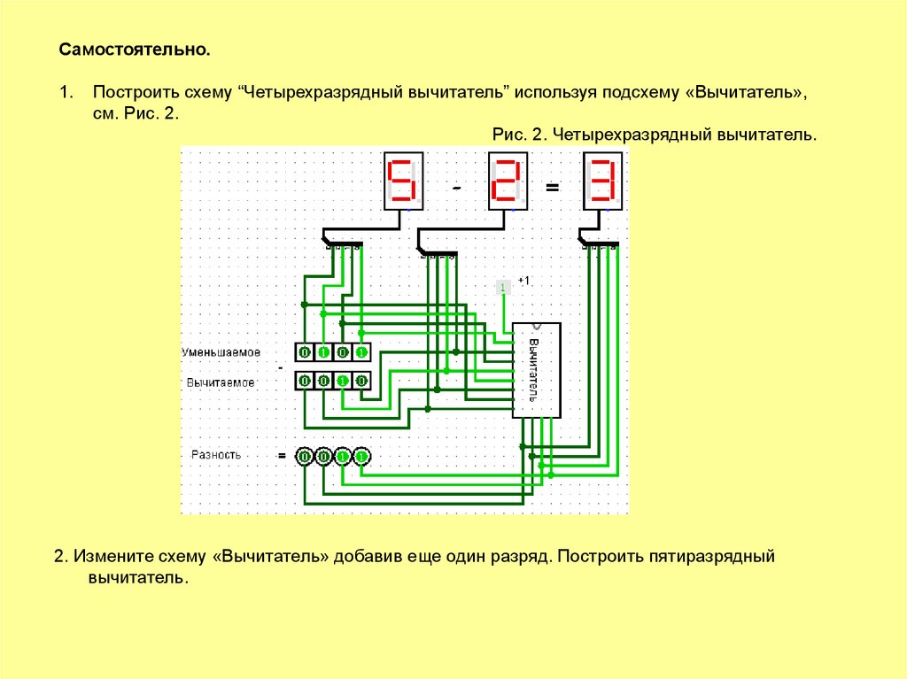 Полный вычитатель схема