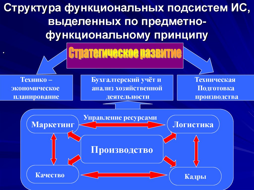 Структура функциональных подсистем ИС, выделенных по предметно-функциональному принципу