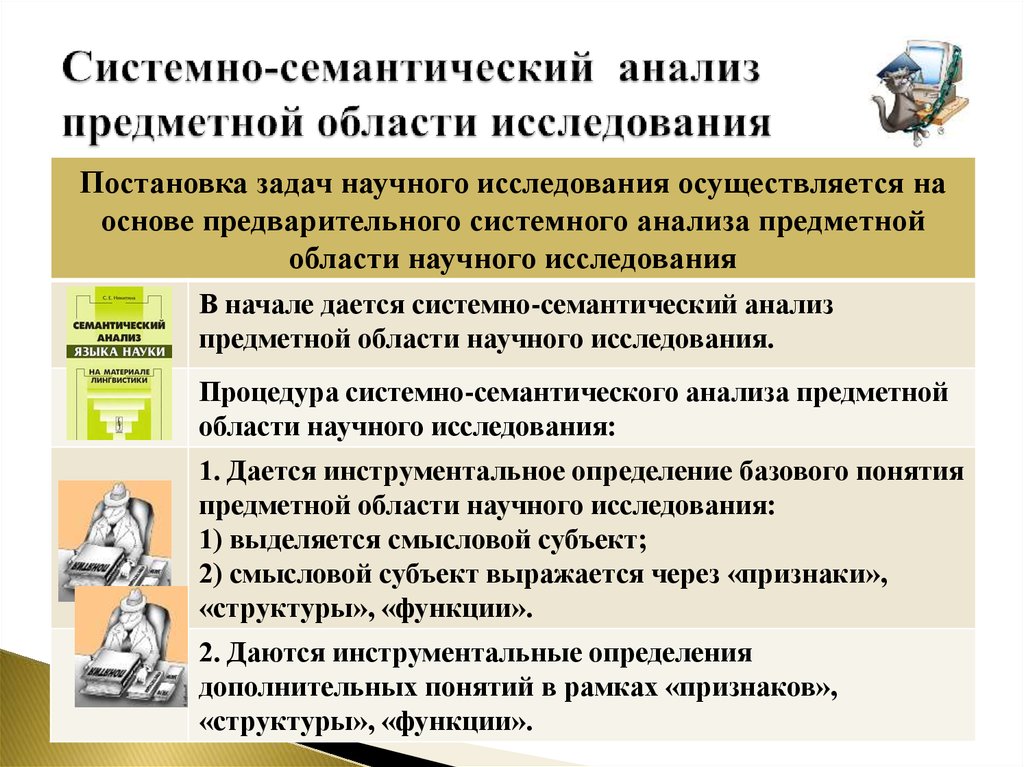 Исследованная область. Задачи анализа предметной области. Основные этапы анализа предметной области. Исследования по предметной области. Постановка задач в научном исследовании.