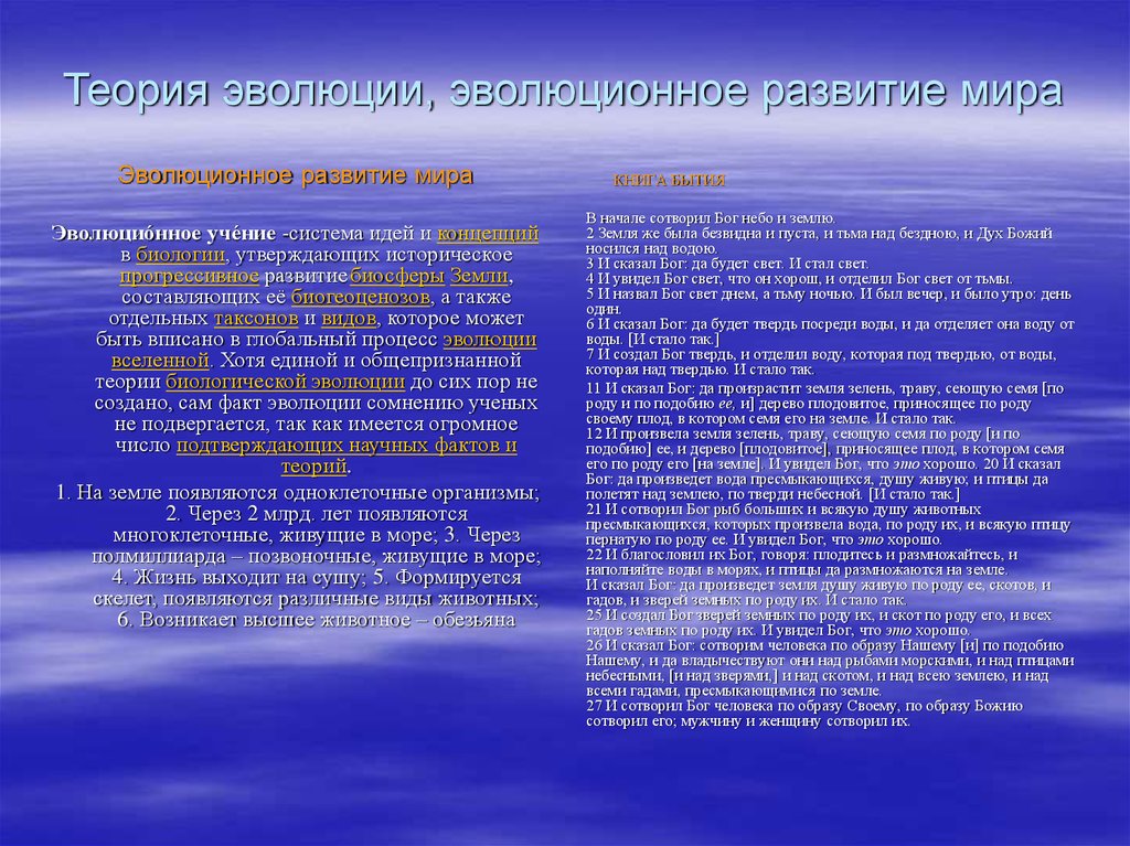 Учение система. Право человека-Эволюция развития. Эволюции развития религии. Теория утверждающие биологических начало в человеке.