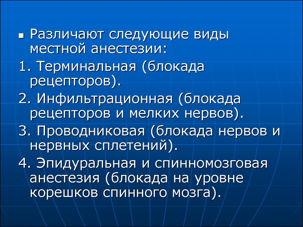 Виды местного обезболивания презентация