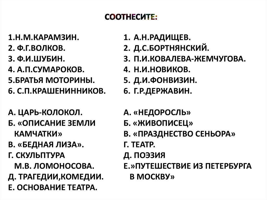 Соотнесите. Соотнесите пункты. Соотнесите черты характера человека с животными героями басен.