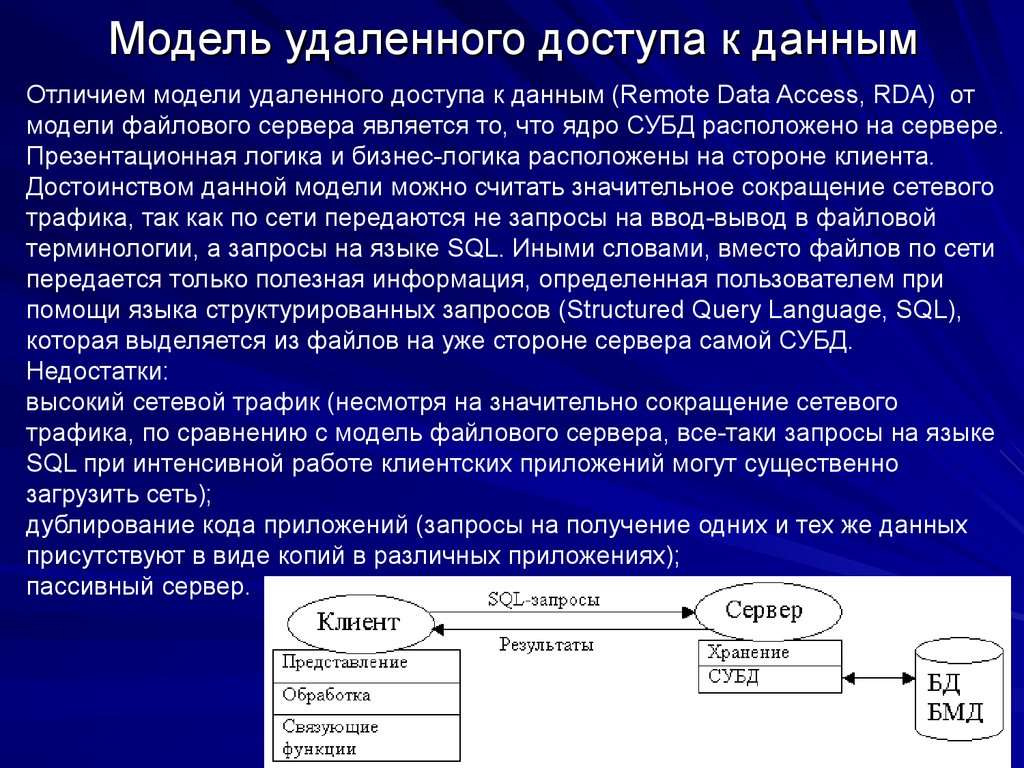 Различия баз данных. Модель удаленного доступа к данным. Модель удаленного доступа к данным RDA. БД С удаленным доступом. Модель доступа к удаленным базам данных.