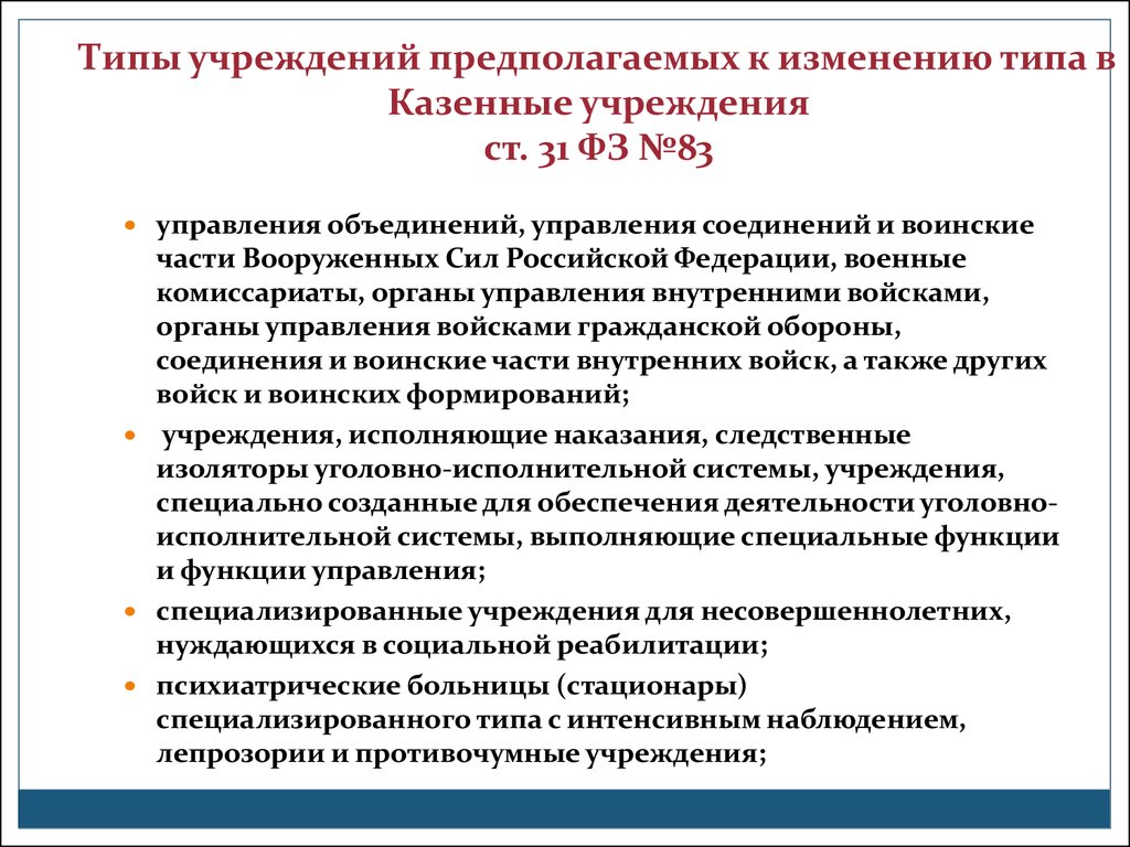 Министерство тип учреждения. Типы учреждений. Смена типа учреждения. Казенное учреждение это.