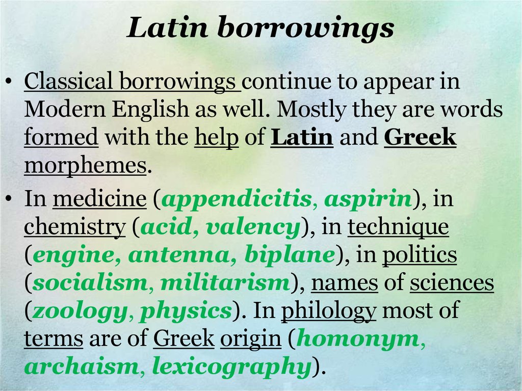 Реферат: Types of borrowings