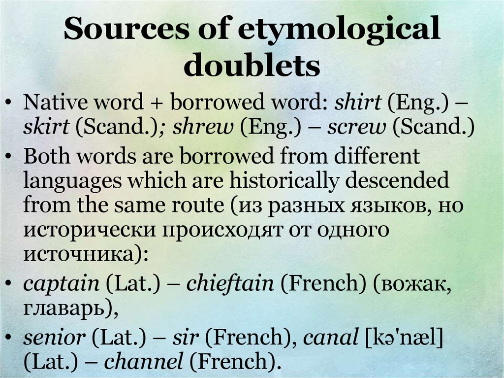Sources of etymological doublets