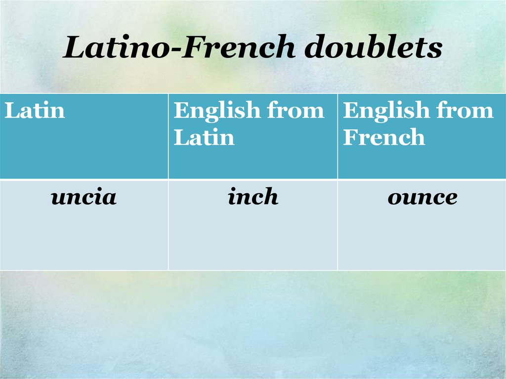 Latino-French doublets