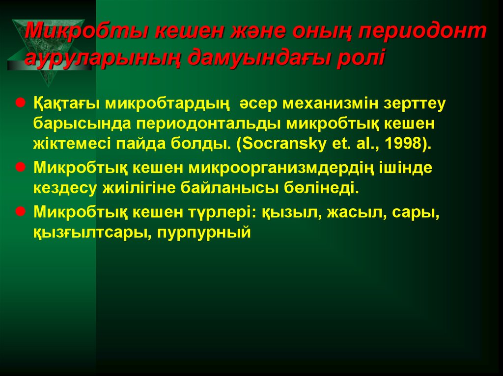 Микробты кешен және оның периодонт ауруларының дамуындағы ролі