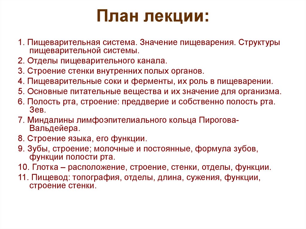 Значение пищеварения. Пищеварению лекции план. Тема лекции. Лекция по органам пищеварительной системе план цель. Сужение функции пример.