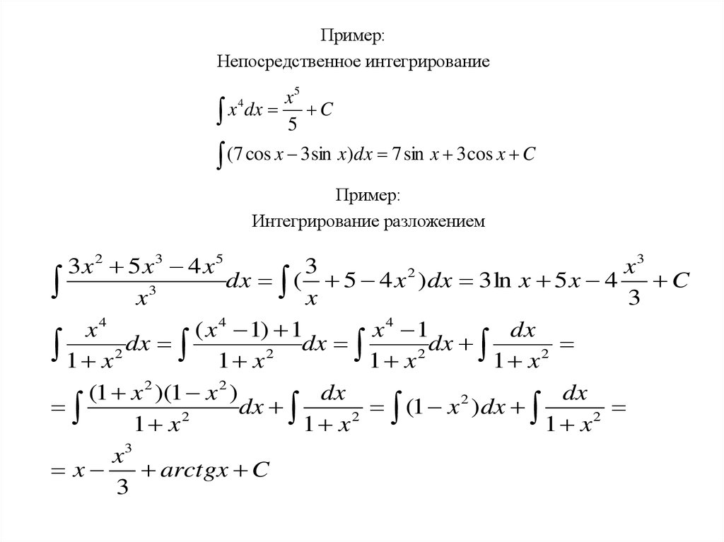 Непосредственное интегрирование презентация