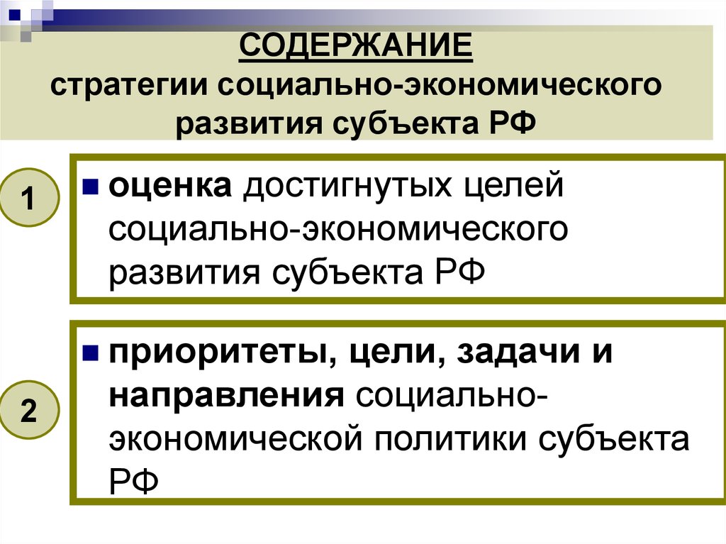 Цели развития субъекта рф