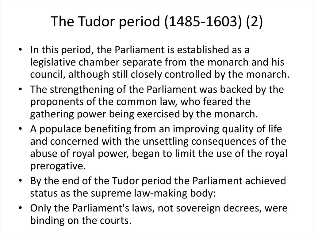 The Tudor period (1485-1603) (2)