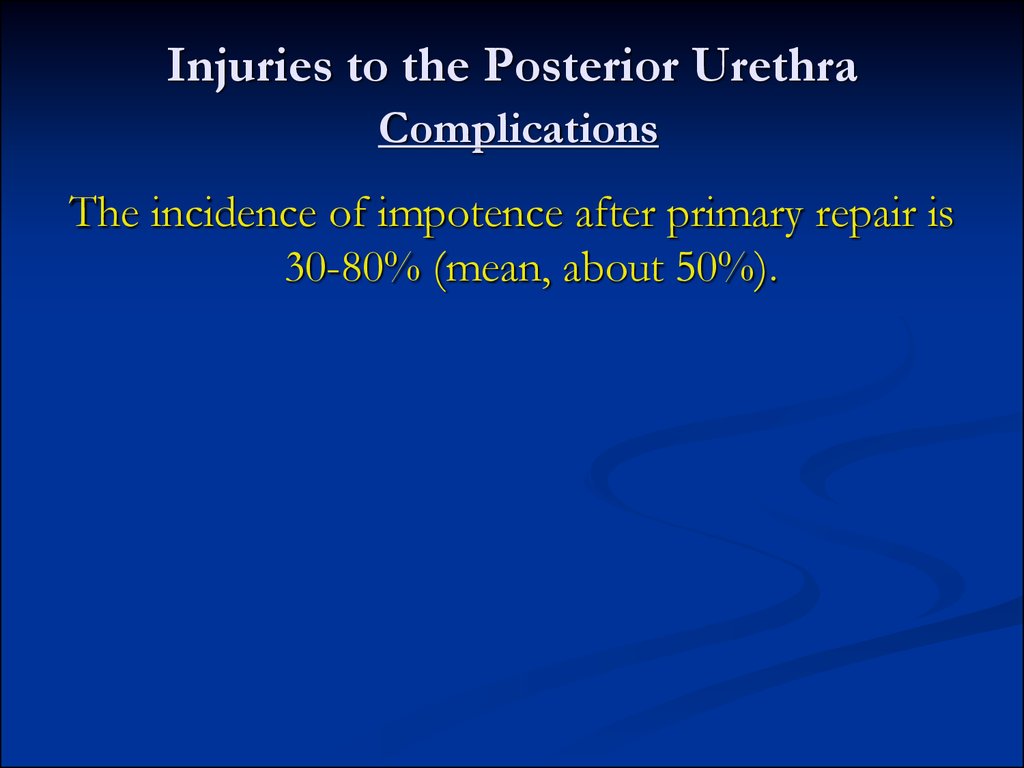 Injuries to the Posterior Urethra Complications