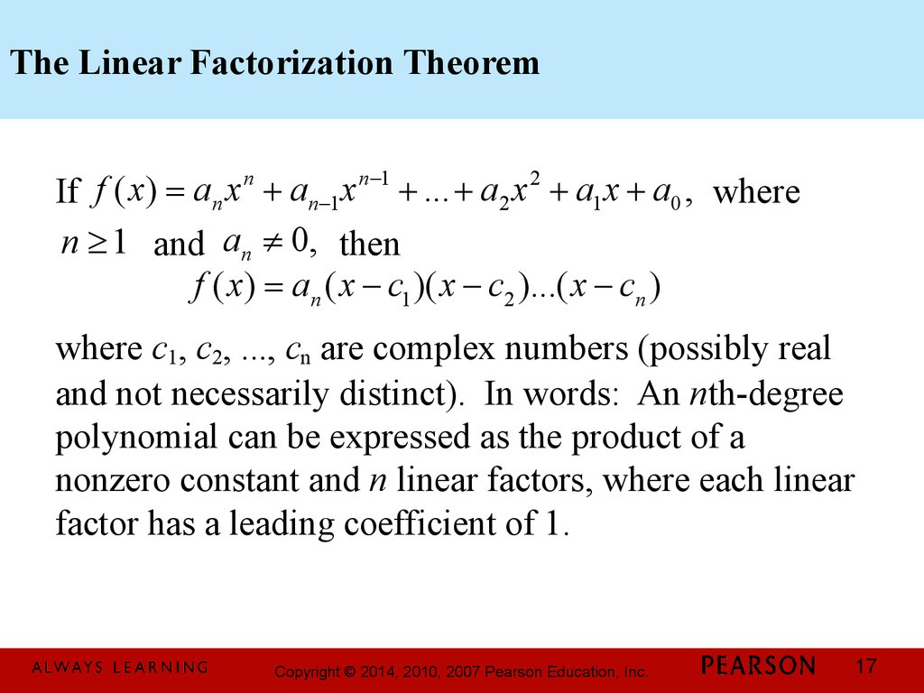 The Linear Factorization Theorem