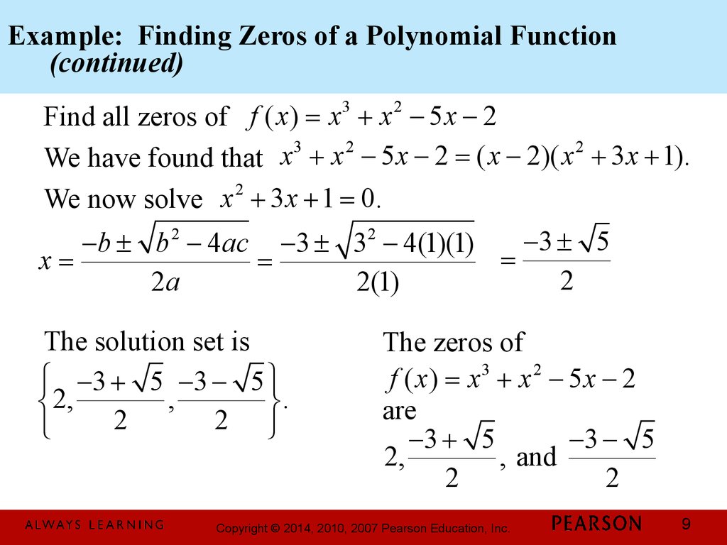 Chapter 3. Polynomial and Rational Functions. 3.4 Zeros of ...