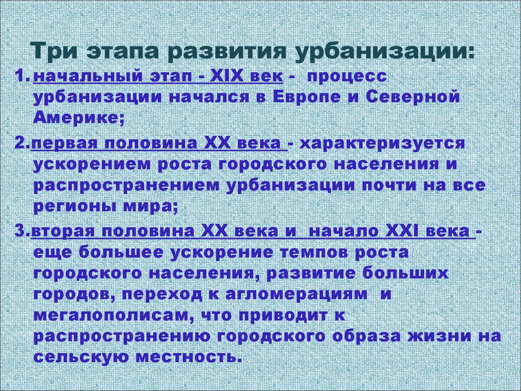 Роль урбанизации в жизни общества