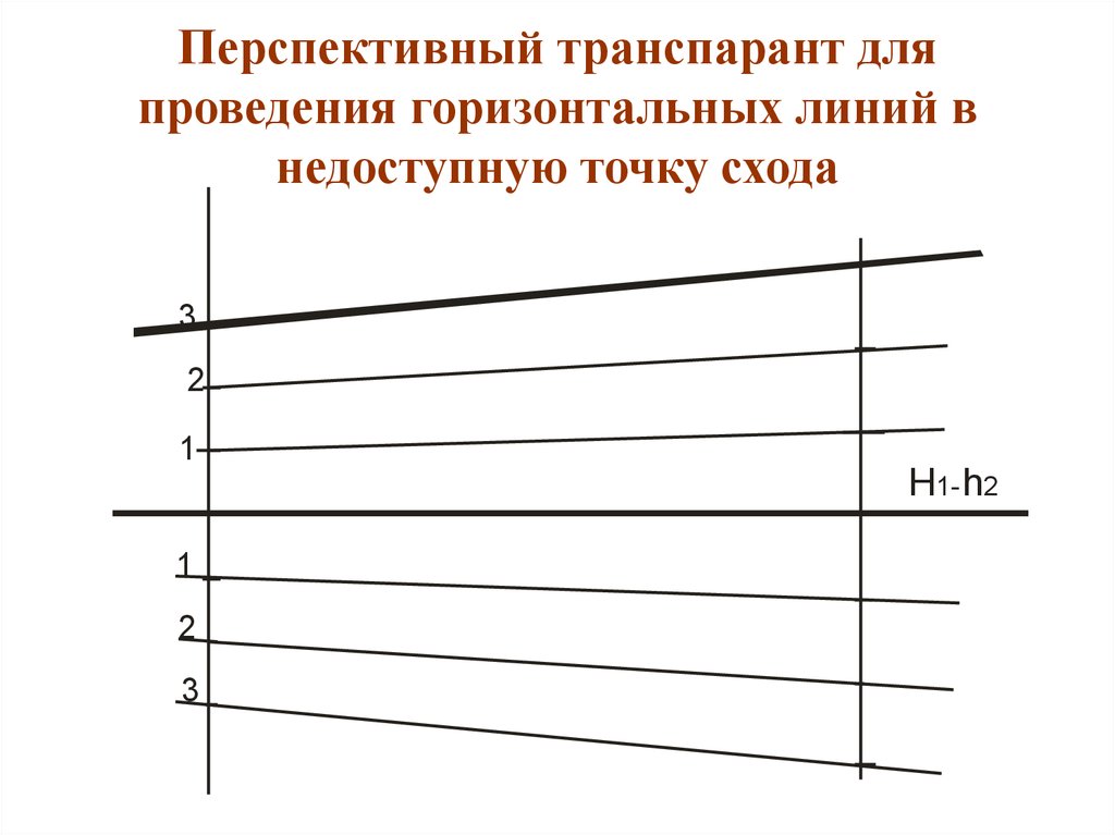Перспективный транспарант для проведения горизонтальных линий в недоступную точку схода