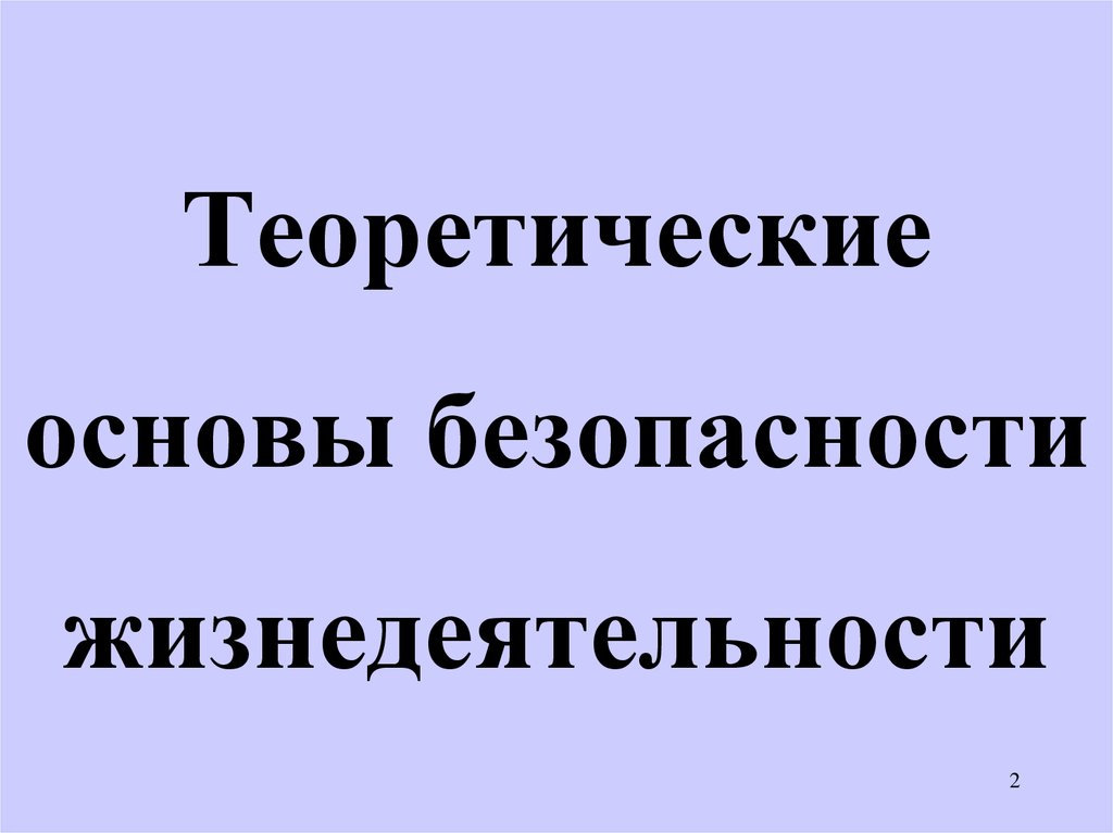 Теоретические основы безопасности жизнедеятельности презентация