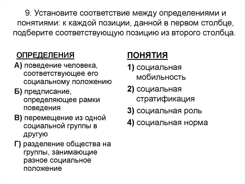 Установить соответствие между рисунками и определениями