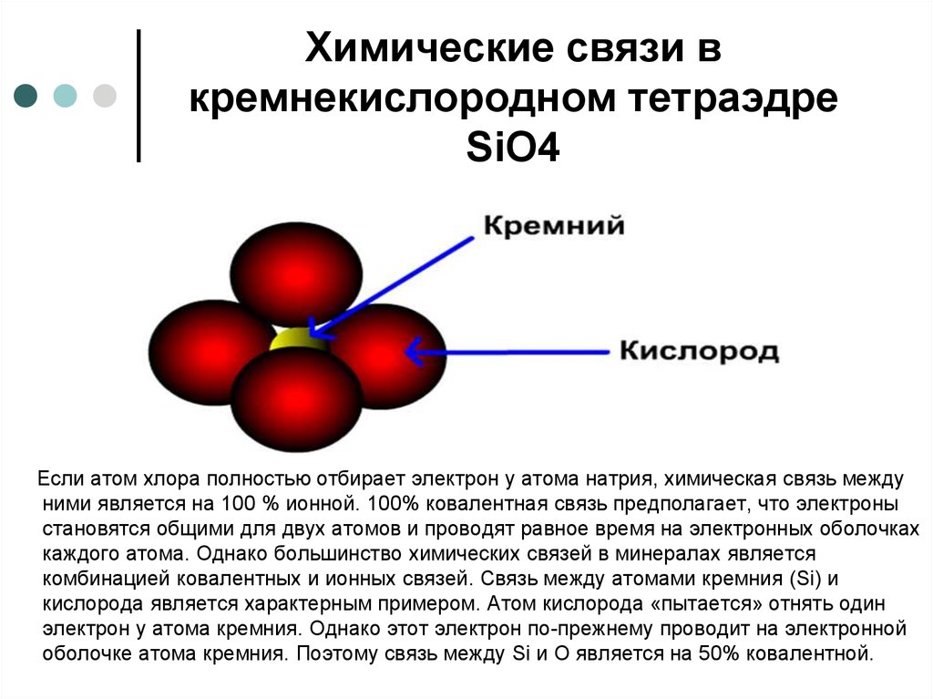 Химические связи в кремнекислородном тетраэдре SiO4
