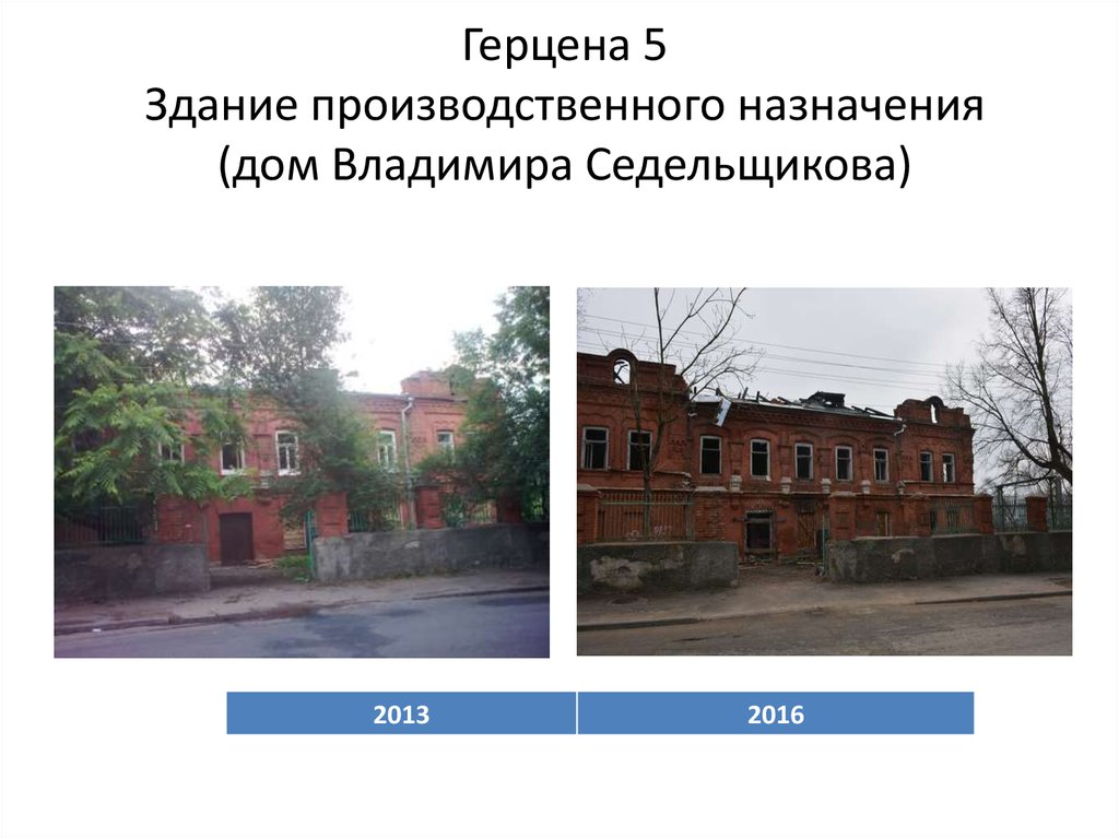 Герцена 5 Здание производственного назначения (дом Владимира Седельщикова)