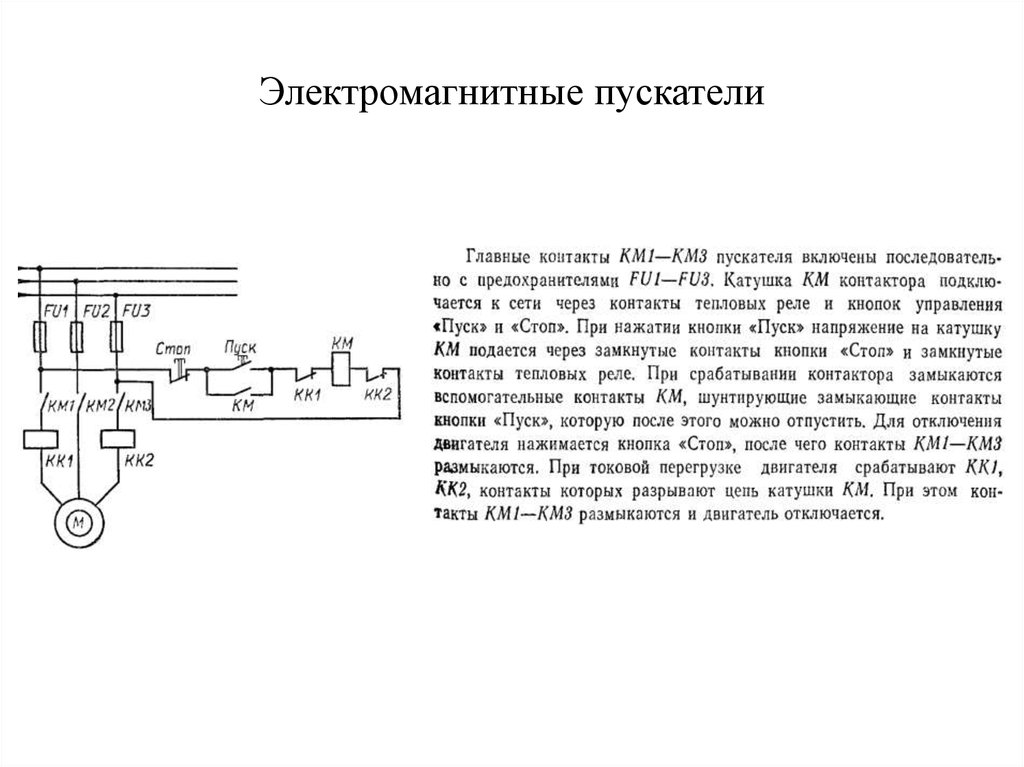 Отключение магнитного пускателя