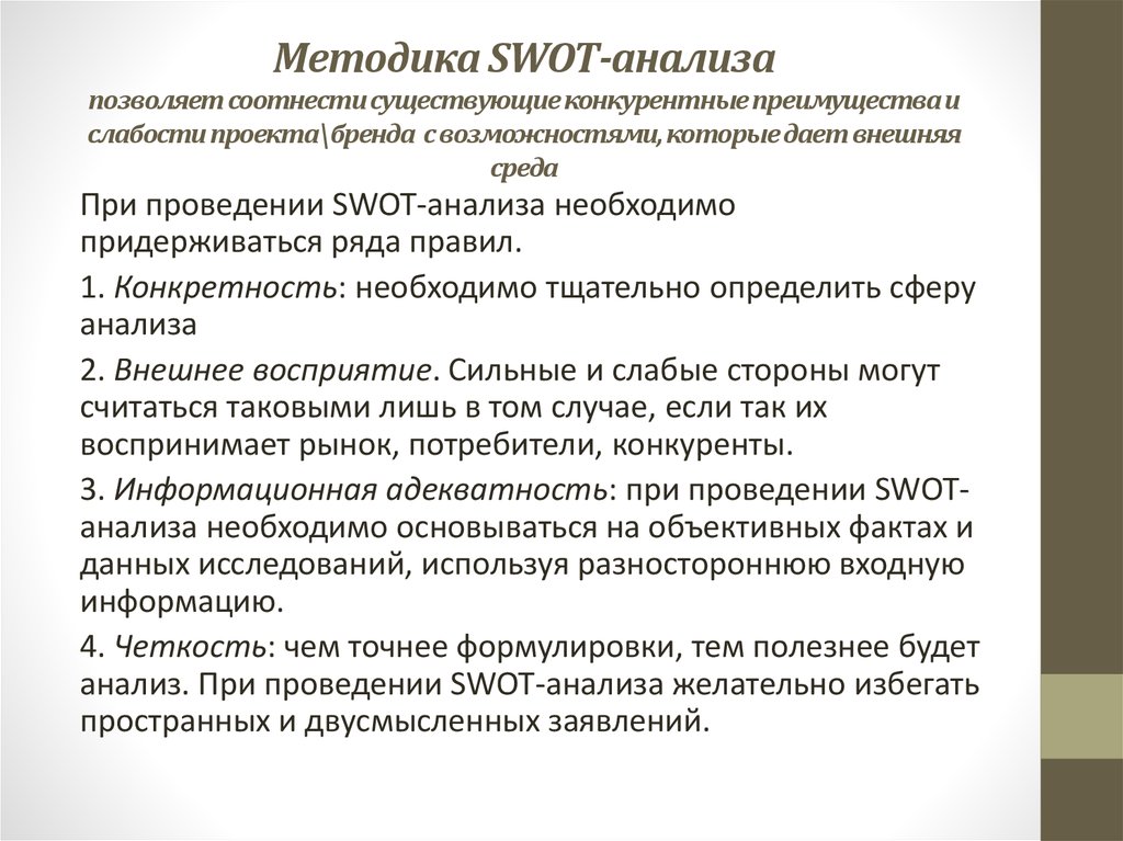 Методология swot анализа презентация