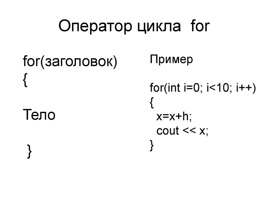 Организация циклов c