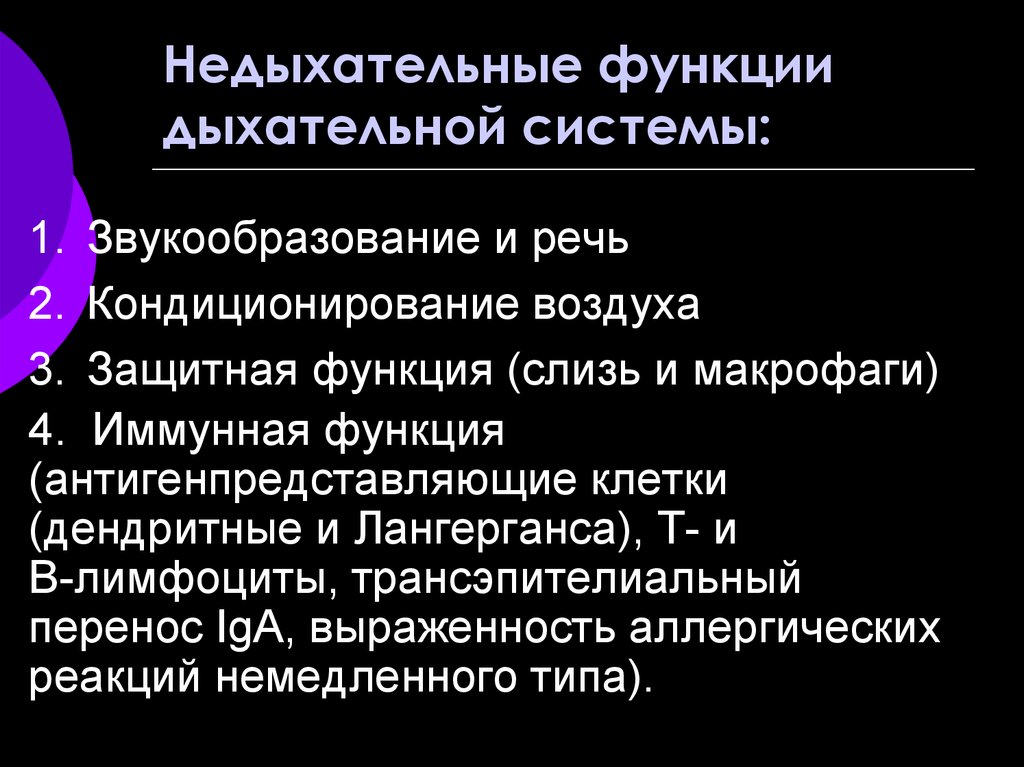 Основные функции дыхательной