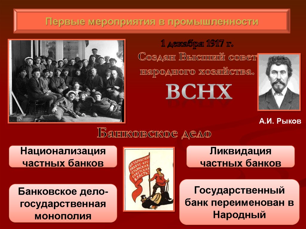 Первые мероприятия советов. Высший совет народного хозяйства. ВСНХ. Высший совет народного хозяйства СССР. Всероссийский совет народного хозяйства (ВСНХ)..