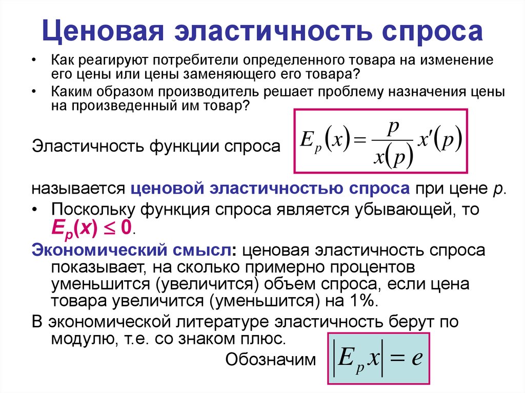 Ценовая эластичность спроса и предложения презентация